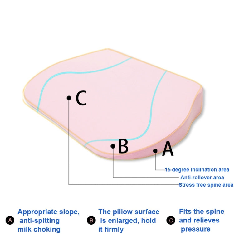 Newborn Anti-spit Milk Ramp Cushion Toddler Back Care Pillow(Pink) by bashfashion