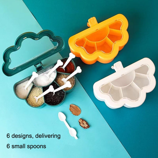 Household Combination Set Kitchen 6-Grid Seasoning Box(White) by bashfashion