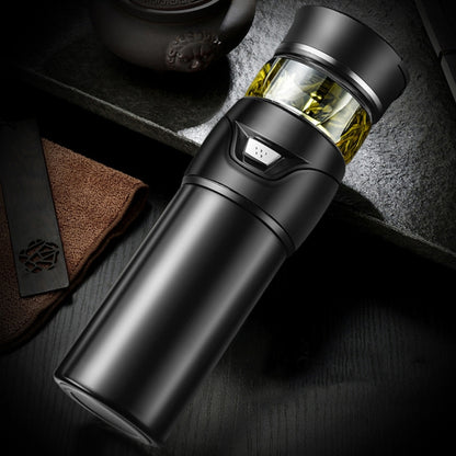 101-500ML Insulation Cup Tea Water Separation Tea Cup,Style: Stainless Steel Black by bashfashion