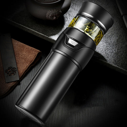 101-500ML Insulation Cup Tea Water Separation Tea Cup,Style: Stainless Steel Black by bashfashion