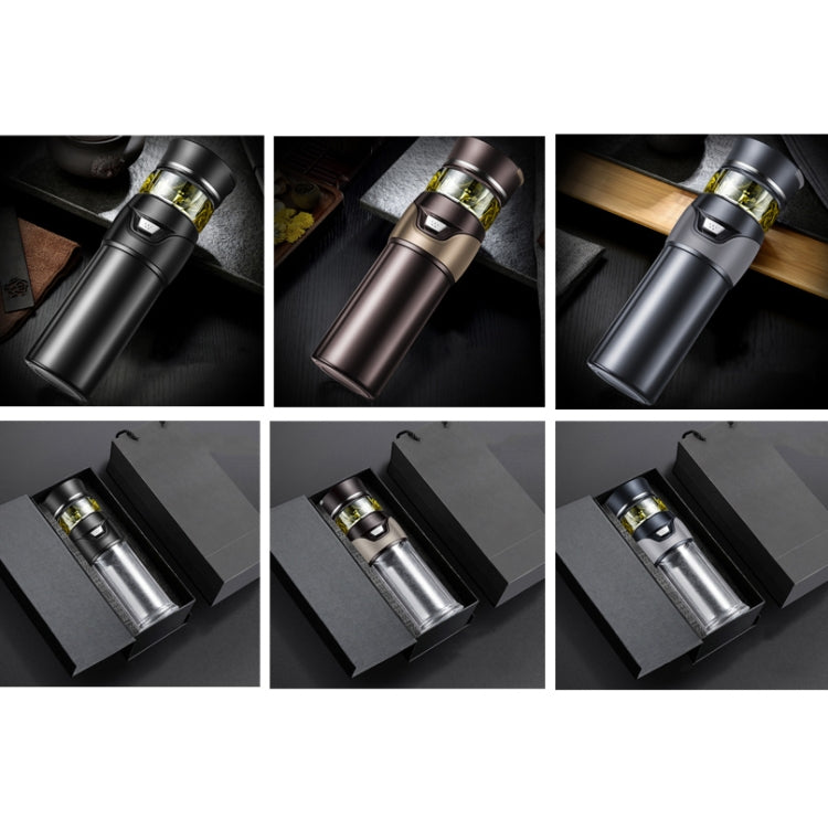 101-500ML Insulation Cup Tea Water Separation Tea Cup,Style: Glass Black+Gift Box by bashfashion