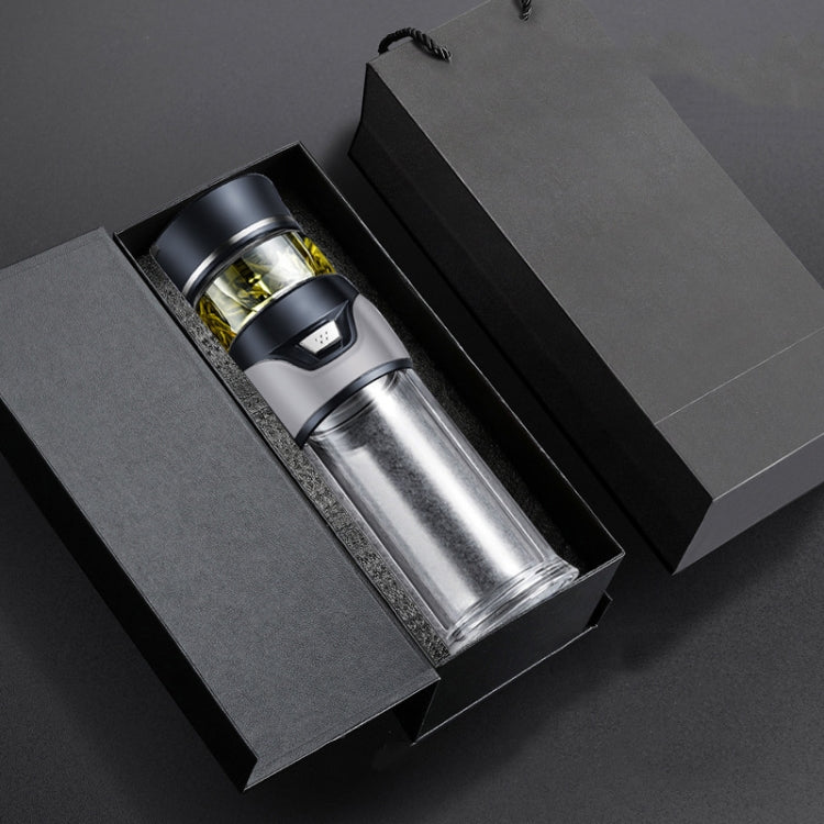 101-500ML Insulation Cup Tea Water Separation Tea Cup,Style: Glass Gray+Gift Box by bashfashion