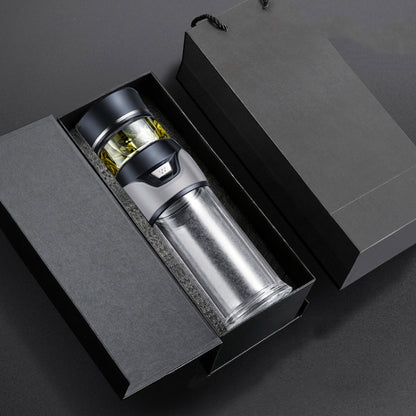 101-500ML Insulation Cup Tea Water Separation Tea Cup,Style: Glass Gray+Gift Box by bashfashion