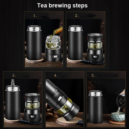 101-500ML Insulation Cup Tea Water Separation Tea Cup,Style: Black Double Cup+Gift Box by bashfashion