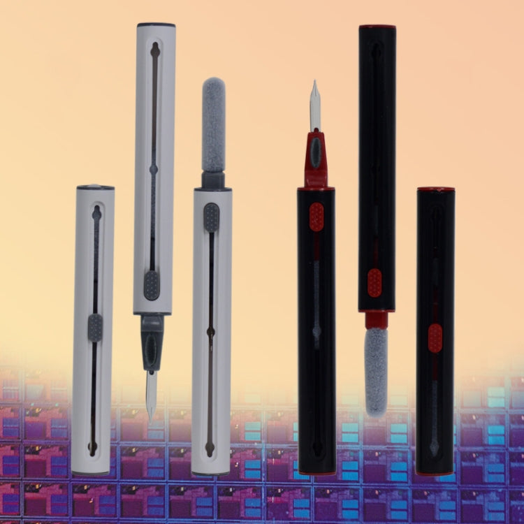 5 PCS Portable Second-generation Telescopic Headset Cleaning Pen Keyboard Dust Brush(Black) by bashfashion