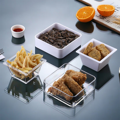 2 PCS Geometric Snack Plate, Style: Small Quartet (Transparent) by bashfashion