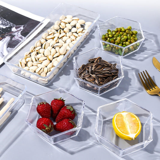 2 PCS Geometric Snack Plate, Style: Rectangular (Transparent) by bashfashion