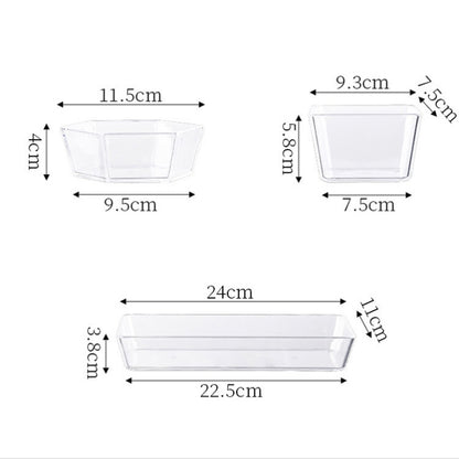 2 PCS Geometric Snack Plate, Style: Rectangular (Transparent) by bashfashion