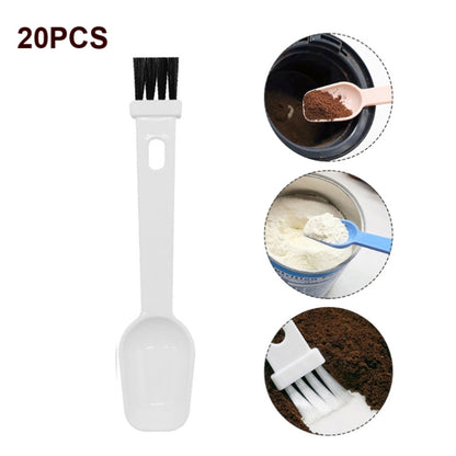 20 PCS Coffee Bean Grinder Spoon Grinder Cleaning Brush With Scale(White Handle Black Hair) by bashfashion