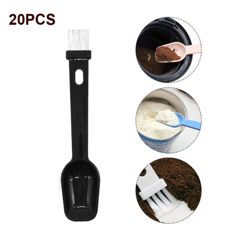 20 PCS Coffee Bean Grinder Spoon Grinder Cleaning Brush With Scale(Black Handle White Hair) by bashfashion