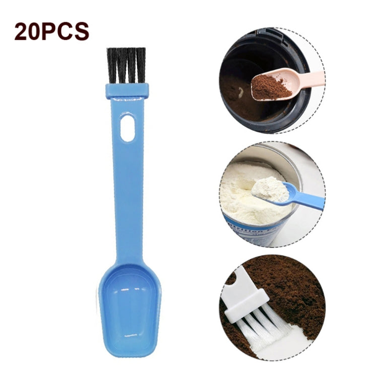 20 PCS Coffee Bean Grinder Spoon Grinder Cleaning Brush With Scale(Blue Handle Black Hair) by bashfashion