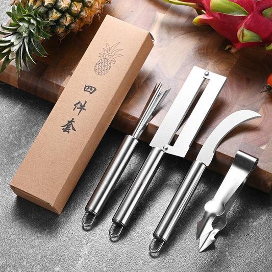4 In 1 Stainless Steel Pineapple Knife Fruit Knife Sugar Cane Peeler by bashfashion