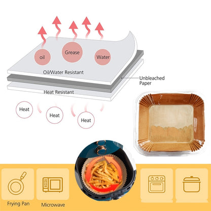 50pcs / Box Air Fryer Liner Baking Oil-absorbing Oil-proof Paper Tray(Normal Color) by null