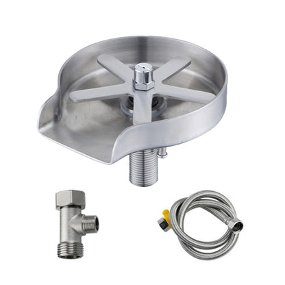 Automatic Faucet High Pressure Spray Washer, Style: 304 Stainless Steel+Soft Hose+G9/16 Three-way by bashfashion