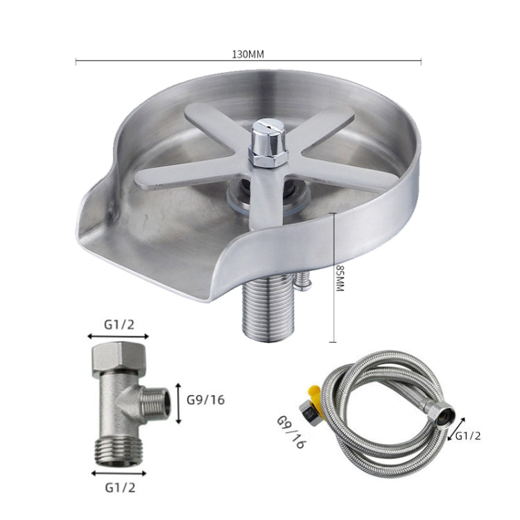 Automatic Faucet High Pressure Spray Washer, Style: 304 Stainless Steel+Soft Hose+G9/16 Three-way by bashfashion