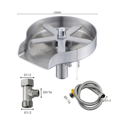 Automatic Faucet High Pressure Spray Washer, Style: 304 Stainless Steel+Soft Hose+G9/16 Three-way by bashfashion