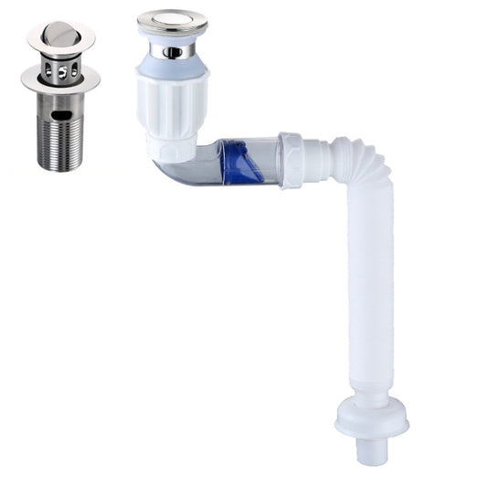 Household Deodorant Washbasin Water Pipe, Style: B White Flap With Basket and Overflow by bashfashion