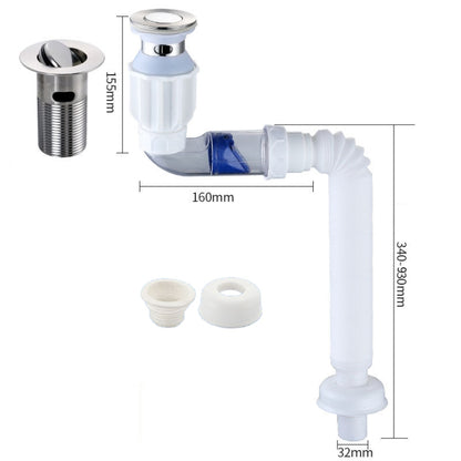 Household Deodorant Washbasin Water Pipe, Style: D White Flap No Basket With Overflow by bashfashion