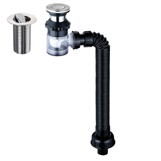 Household Deodorant Washbasin Water Pipe, Style: E Black Flap Without Basket and Overflow by bashfashion