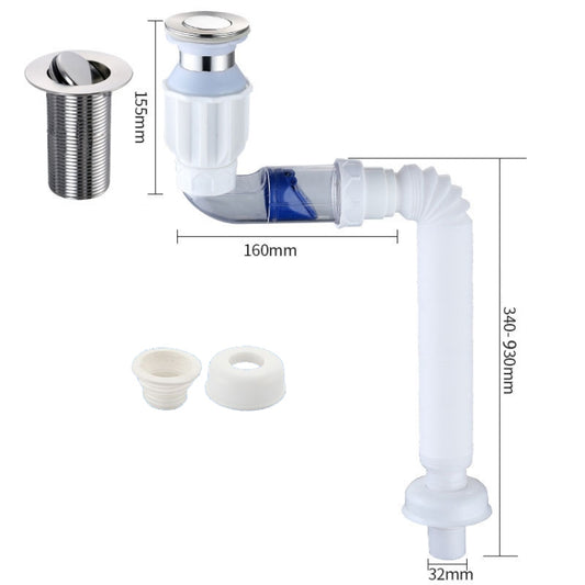 Household Deodorant Washbasin Water Pipe, Style: F White Without Basket and Overflow by bashfashion