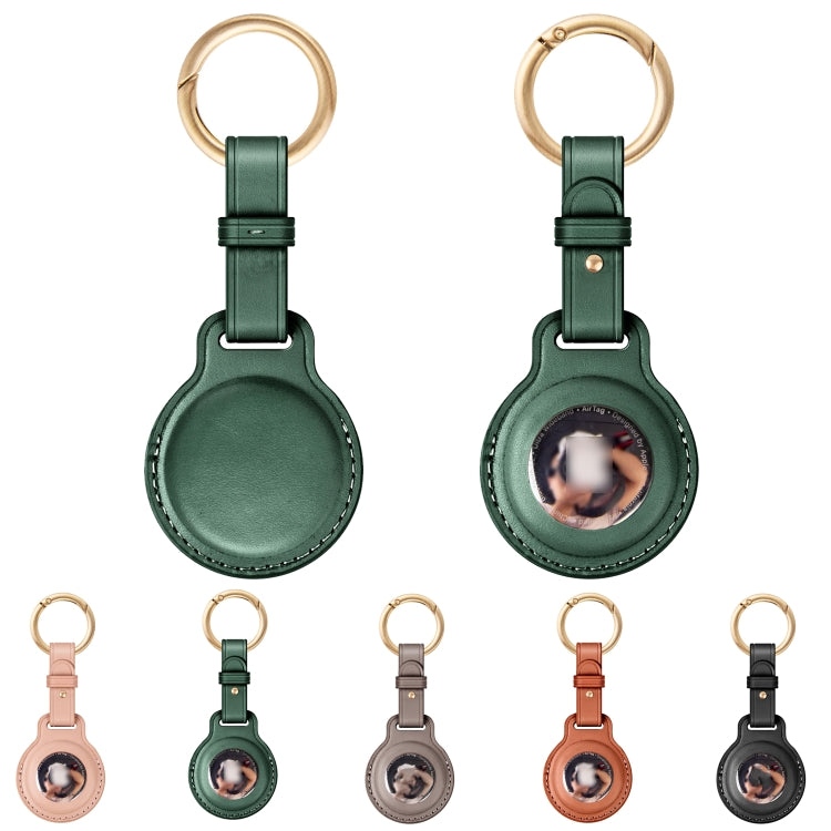 First Layer Cowhide Tracker Cover Pet Child Anti-lost Device Case for AirTag(Green) by bashfashion