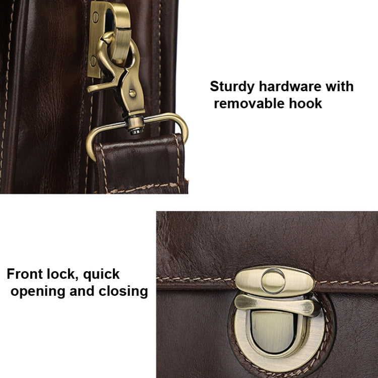 Men Retro Cowhide Leather Briefcase Multifunctional Laptop Bag for 15.6 Inch Computer(Coffee) by J.M.D