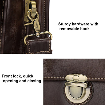 Men Retro Cowhide Leather Briefcase Multifunctional Laptop Bag for 15.6 Inch Computer(Coffee) by J.M.D