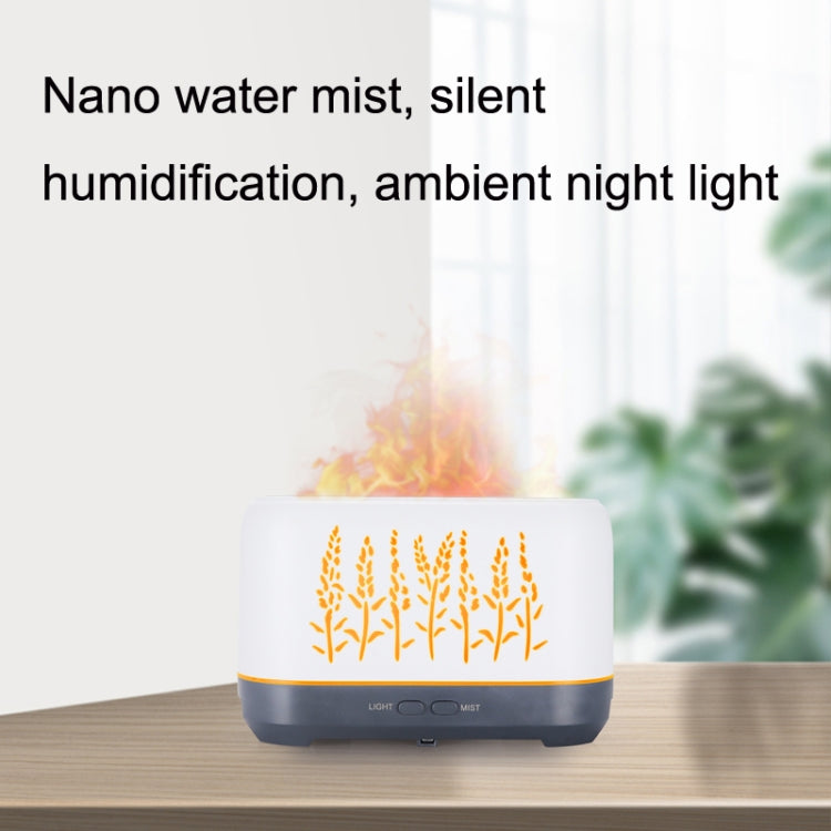 YX-1690 Wood Grain Aroma Diffuser Hollow Flame Humidifier(Black) by bashfashion