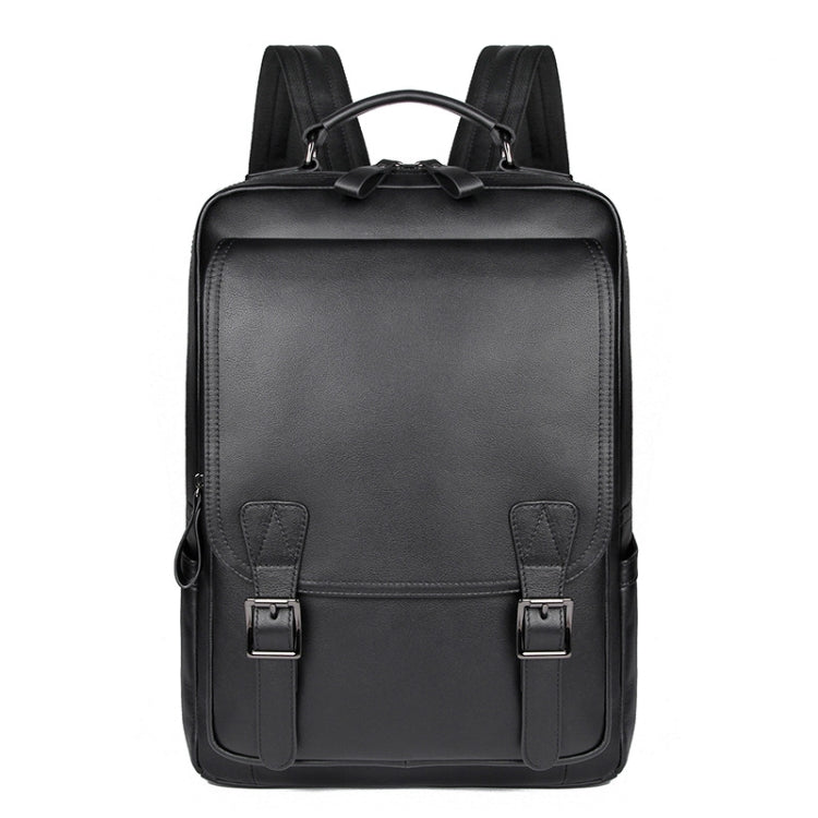 Casual Business Cowhide Leather Backpack Laptop Bag For Men(Black) by J.M.D