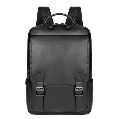Casual Business Cowhide Leather Backpack Laptop Bag For Men(Black) by J.M.D
