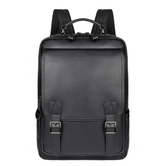 Casual Business Cowhide Leather Backpack Laptop Bag For Men(Black) by J.M.D