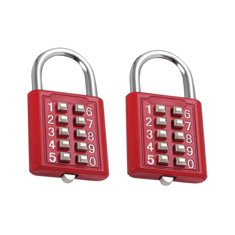 2 PCS 10-Bit Button Password Lock Cabinet Door Tool Box Button Padlock(Red) by bashfashion