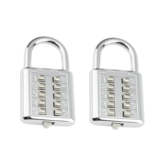 2 PCS 10-Bit Button Password Lock Cabinet Door Tool Box Button Padlock(Electroplating White) by bashfashion