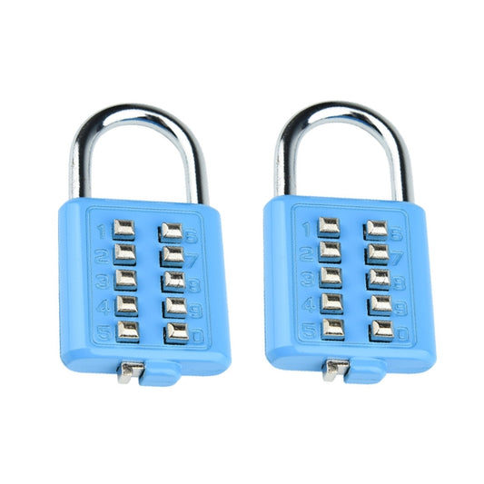 2 PCS 10-Bit Button Password Lock Cabinet Door Tool Box Button Padlock(Sky Blue) by bashfashion