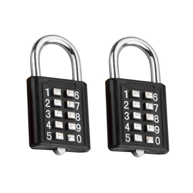 2 PCS 10-Bit Button Password Lock Cabinet Door Tool Box Button Padlock(Black) by bashfashion