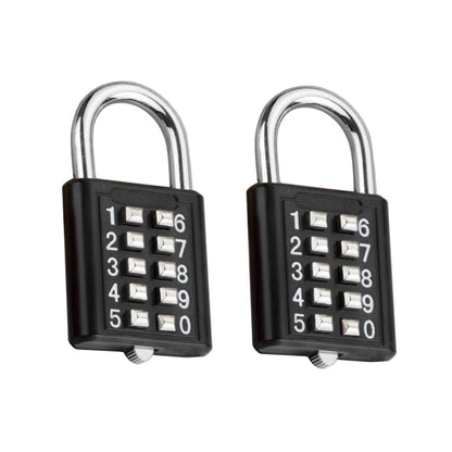 2 PCS 10-Bit Button Password Lock Cabinet Door Tool Box Button Padlock(Black) by bashfashion