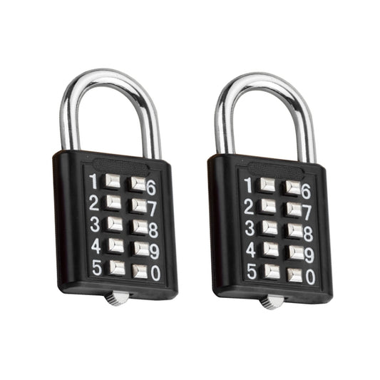 2 PCS 10-Bit Button Password Lock Cabinet Door Tool Box Button Padlock(Black) by bashfashion