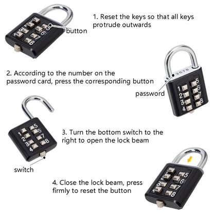 2 PCS 10-Bit Button Password Lock Cabinet Door Tool Box Button Padlock(Sky Blue) by bashfashion