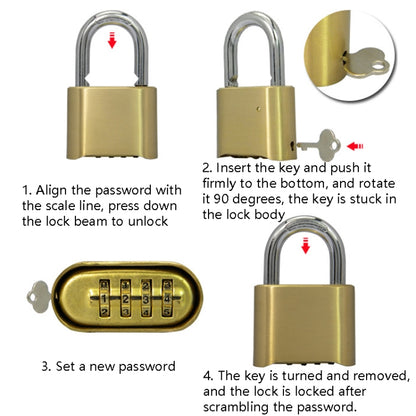 Brass Warehouse Door Logistics 4 Bit Password Lock Bottom Password Wheel Padlock by bashfashion