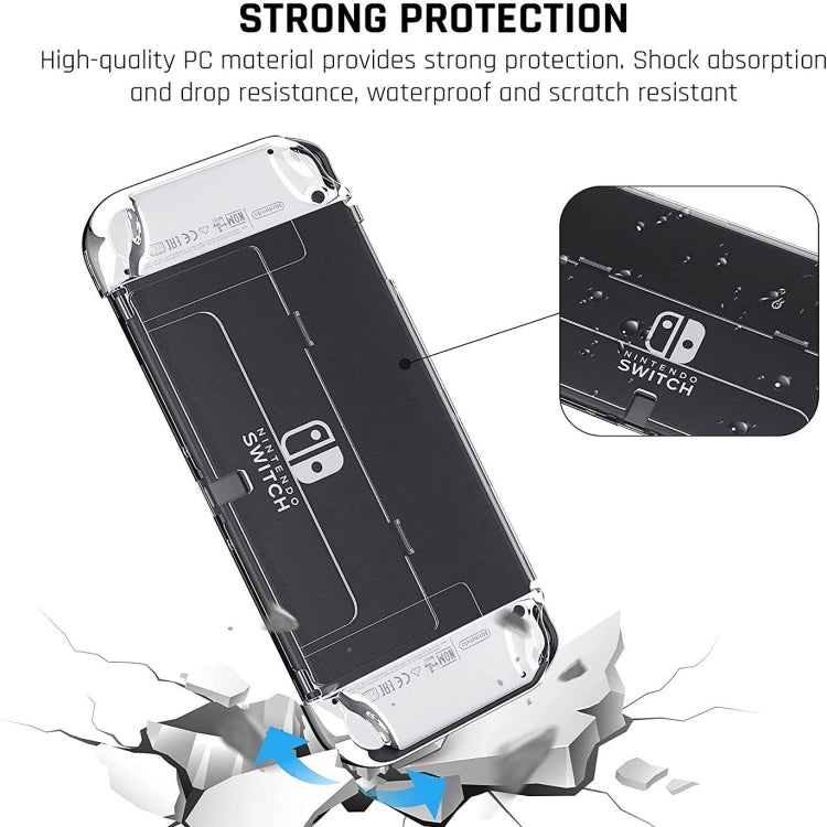 Game Console Crystal Shell Remote Sensing Cap Tempered Film Storage Bag Set For Switch OLED Console White Storage Bag 16 In 1 by bashfashion