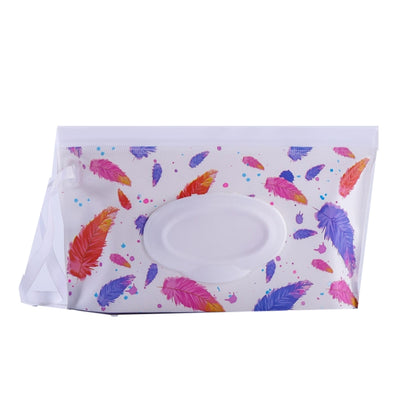 Baby EVA Wet Wipes Bag Portable Flip Removable Sanitary Wet Wipes Bag(Feather) by bashfashion