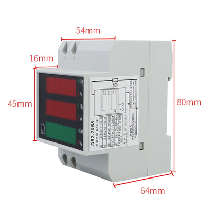 D52-2058 Wattmeter Din rail Volt Current Meter, Specification: AC80-300V Built-in CT by bashfashion