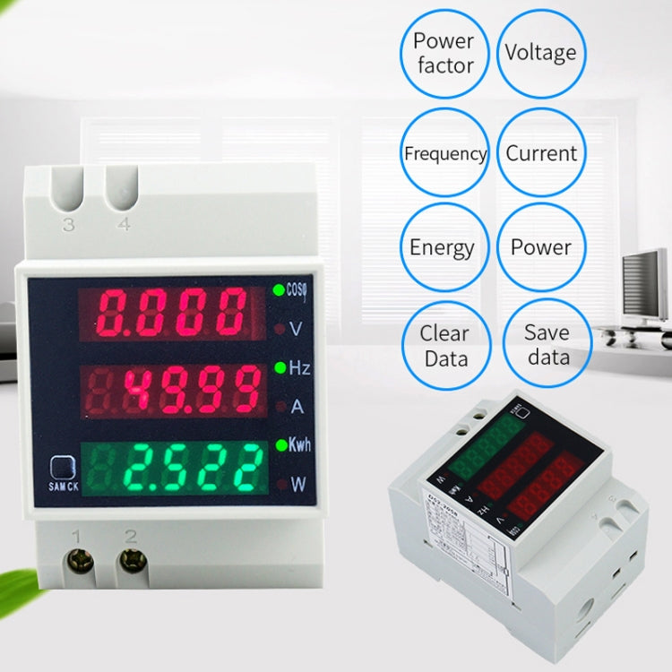 D52-2058 Wattmeter Din rail Volt Current Meter, Specification: AC80-300V Built-in CT by bashfashion