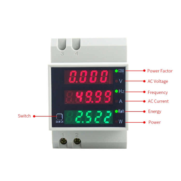 D52-2058 Wattmeter Din rail Volt Current Meter, Specification: AC80-300V Built-in CT by bashfashion