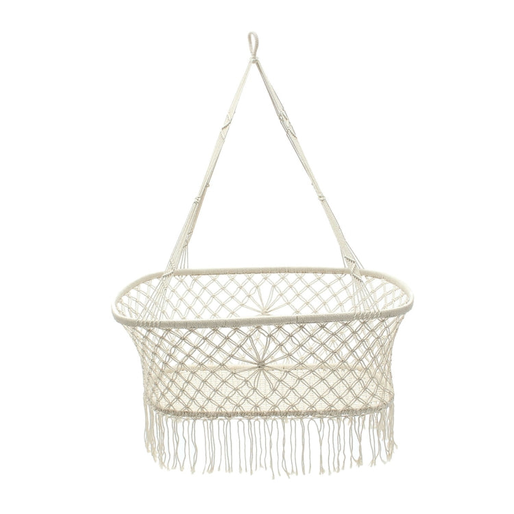 White Cotton Baby Garden Hanging Hammock Baby Cribs Cotton Woven Rope Swing Patio Chair Seat Bedding Baby Care 90*87*57cm by bashfashion