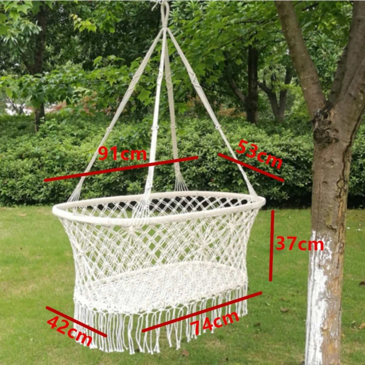 White Cotton Baby Garden Hanging Hammock Baby Cribs Cotton Woven Rope Swing Patio Chair Seat Bedding Baby Care 90*87*57cm by bashfashion