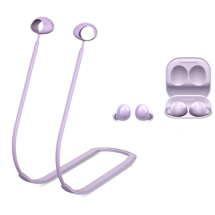2 PCS Bluetooth Earphone Silicone Anti-Lost Cord For Samsung Glaxy Buds 2(Night Light Taro Purple) by bashfashion