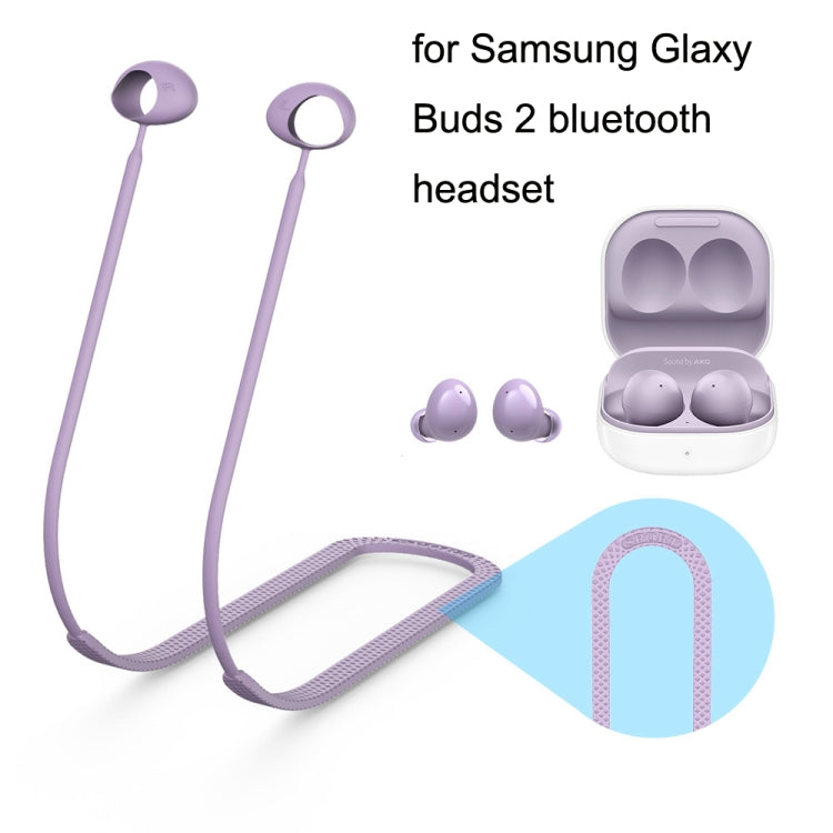 2 PCS Bluetooth Earphone Silicone Anti-Lost Cord For Samsung Glaxy Buds 2(Night Light Taro Purple) by bashfashion