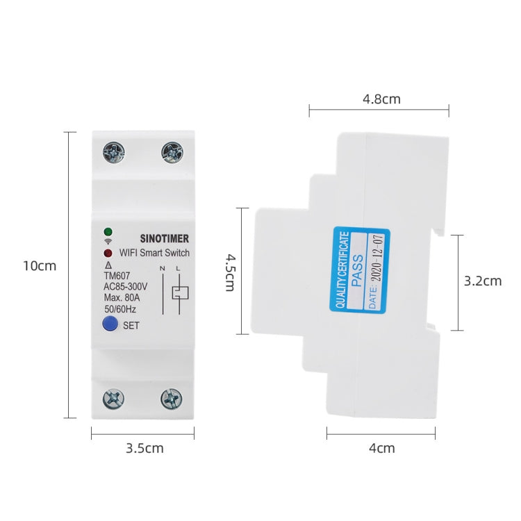 SINOTIMER TM607 Intelligent Wifi Timer Mobile App Home Rail Remote Control Time Switch 80A 85-300V by SINOTIMER