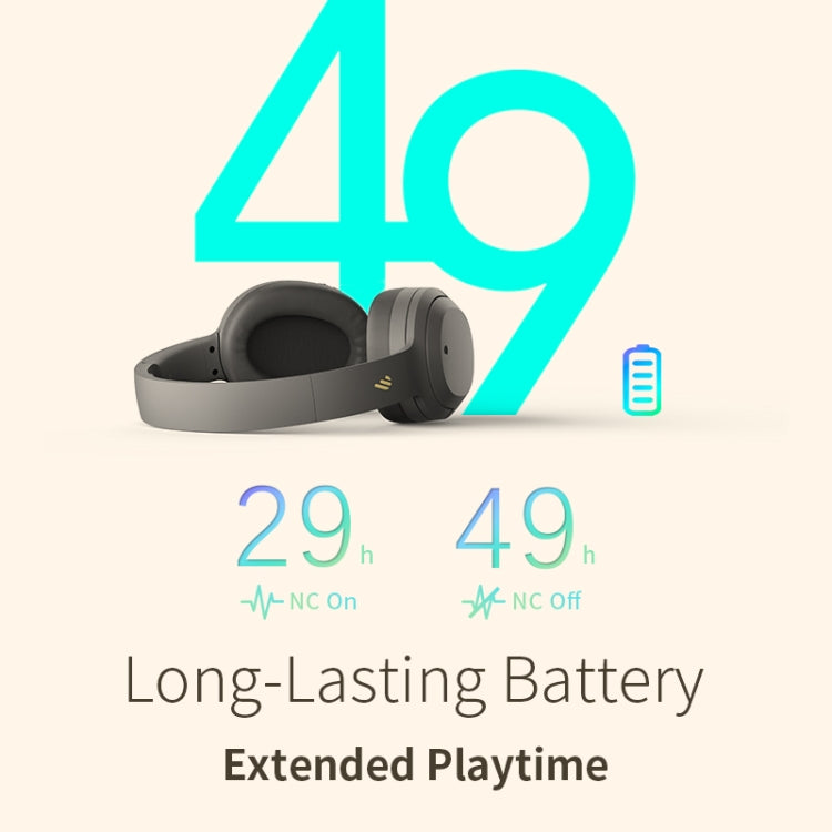 Edifier W820NB Bluetooth Wireless Noise Cancelling Sports Music Headset(Grey) by Edifier